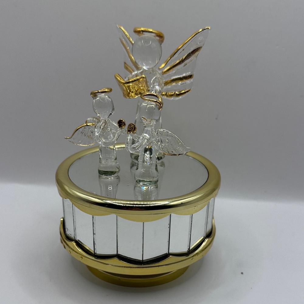 Elegant Gold and Silver Angel Figurine Music Box AMAZING GRACE